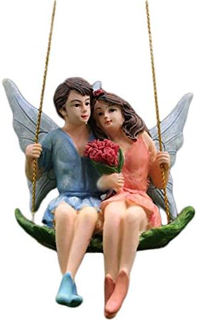 זוגות וולבסטים פסלון לחינה | פסלי גן קרטון פסלי נדנדה מצוירים ביד מתוקה תליון תליון למתנה ליום האהבה,